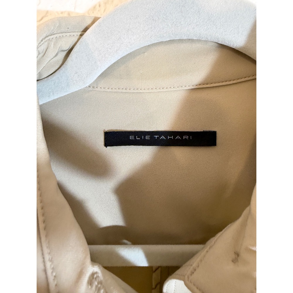 Elie Tahari Button Down Shirt Beige 6 Women Fitted Lycra Stretch Workwear - Picture 4 of 14